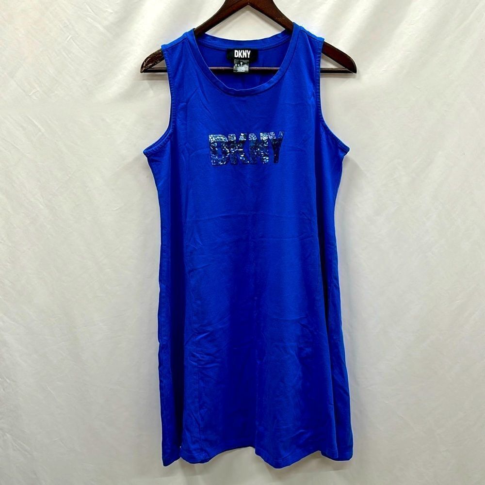 DKNY Royal Blue Sleeveless Logo Dress